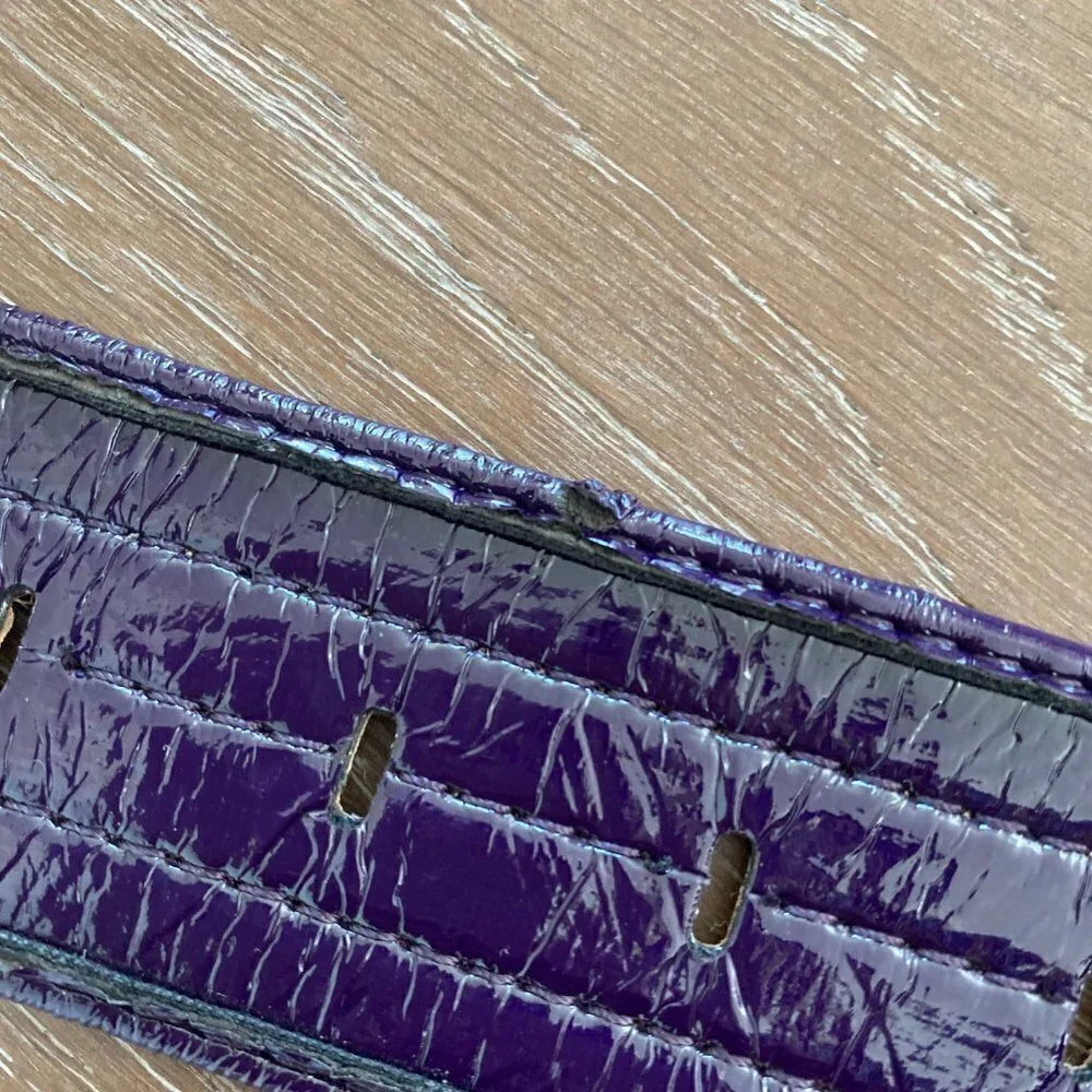 Vegan Patent Leather Belt | Purple | XL